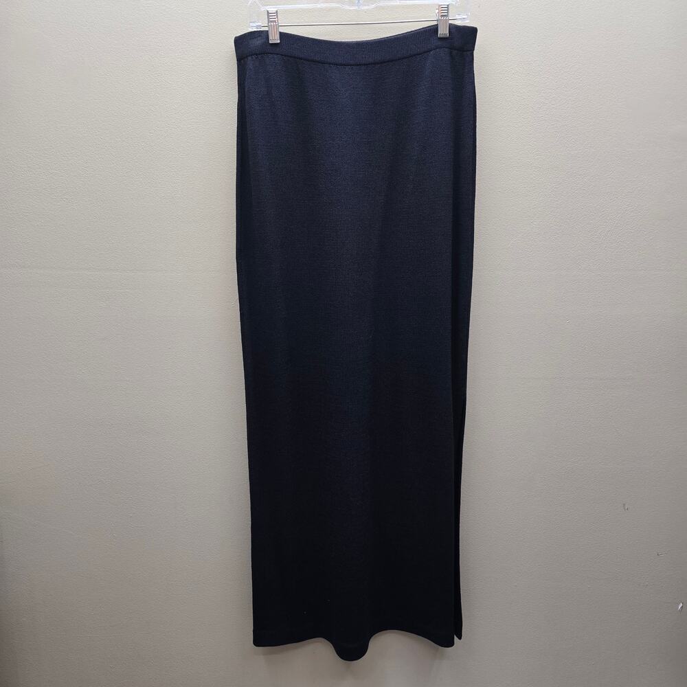 St. John Collection NWT Maxi Pencil Skirt SZ 10 Santana Knit Wool Blend Black